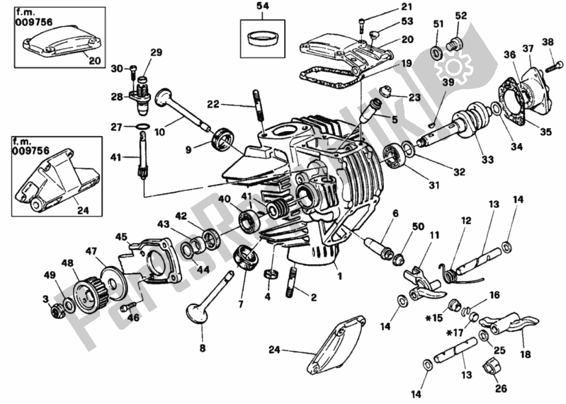 Todas as partes de Cabeça De Cilindro Horizontal do Ducati Supersport 750 SS 1997